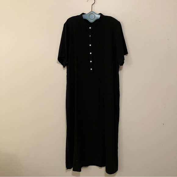 VTG Silhouettes Black Shirt Dress Plus Size 26W Linen Blend Pockets Short Sleeve - Picture 1 of 6